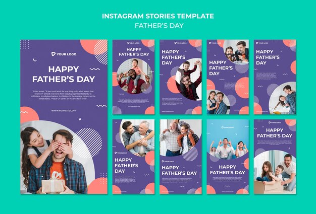 Modello felice di storie del instagram di concetto di festa del papà