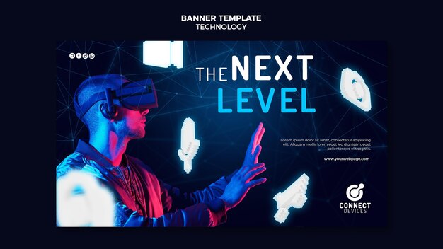 Modello futuristico di banner di realtà virtuale