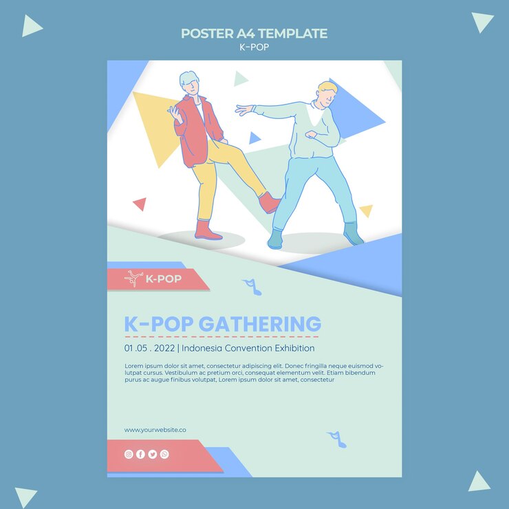 PSD gratuito modello illustrato di volantino k-pop