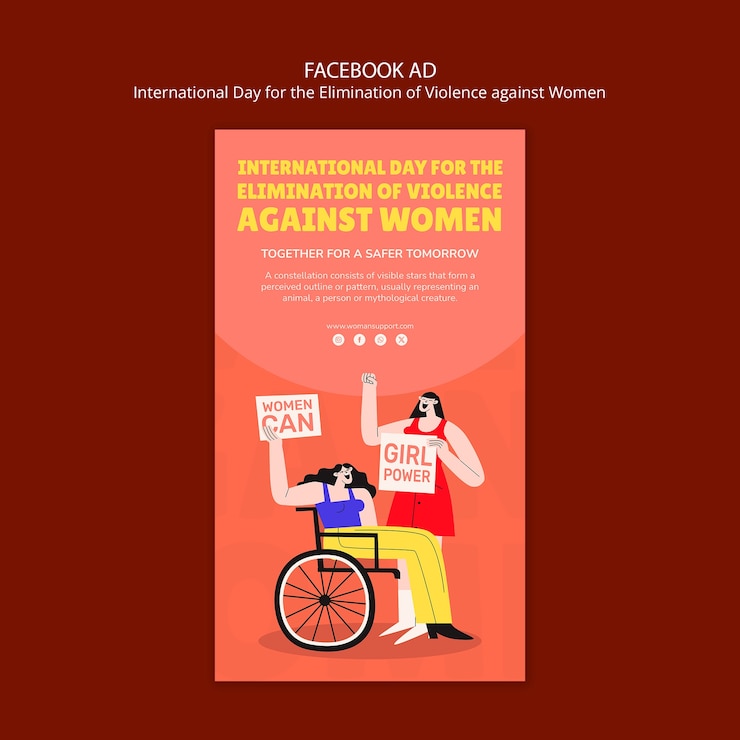 PSD gratuito modello per la giornata internazionale per l'eliminazione della violenza contro le donne