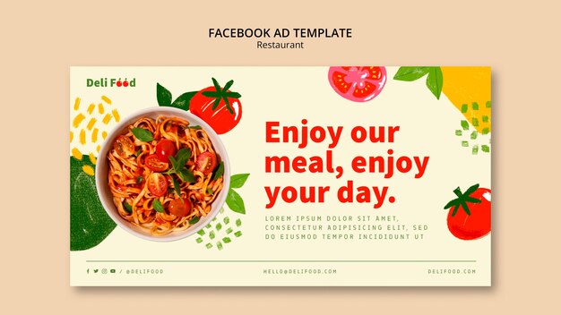 Modello promozionale di social media per attività di ristorazione