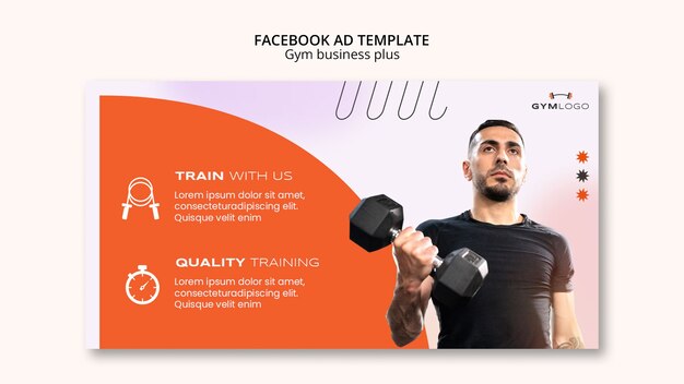 Modello promozionale di social media per attività in palestra