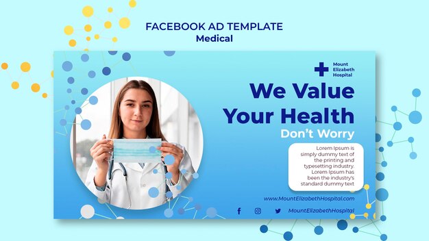 Modello promozionale di social media per centro medico