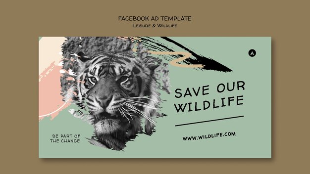 Modello promozionale di social media per la conservazione e la protezione della fauna selvatica con pennellate astratte