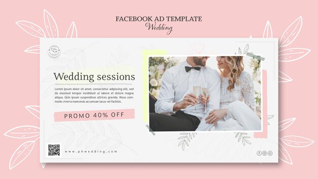 Modello promozionale di social media per matrimoni floreali