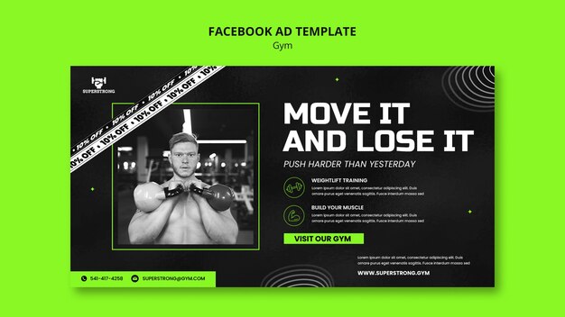 Modello promozionale di social media per palestra e fitness