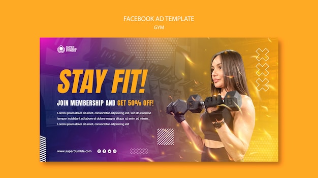 Modello promozionale di social media per palestra e fitness