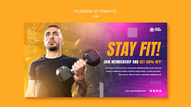 Modello promozionale di social media per palestra e fitness