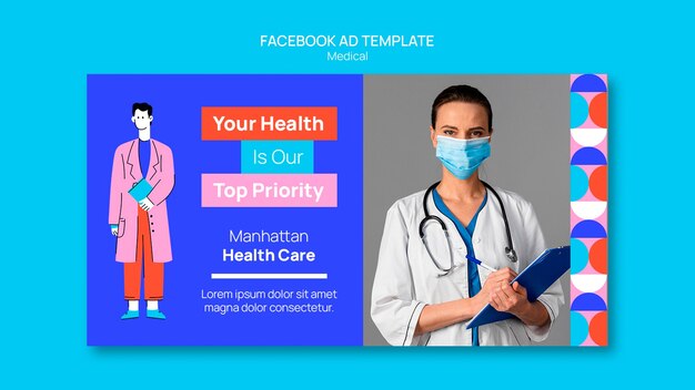 Modello promozionale di social media per salute e medicina