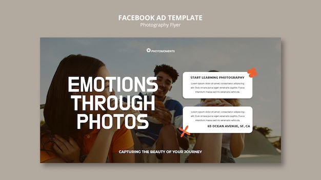 Modello promozionale di social media per seminari di lezioni di fotografia