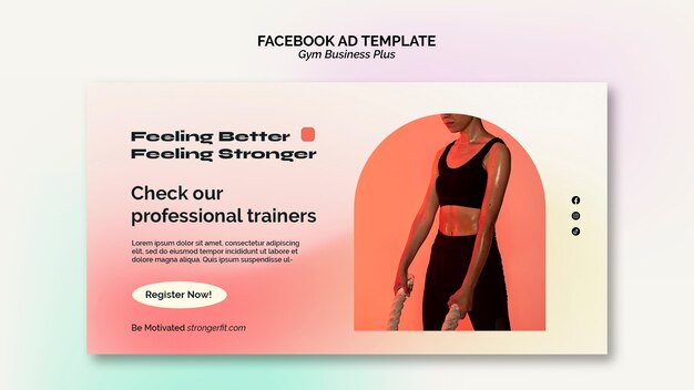 Modello promozionale di social media sfumato pastello per palestra e fitness
