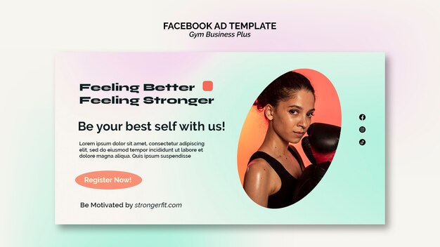 Modello promozionale di social media sfumato pastello per palestra e fitness