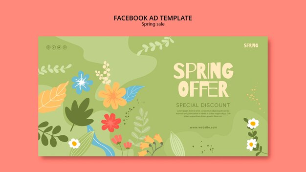 Modello promozionale floreale per social media di saldi primaverili