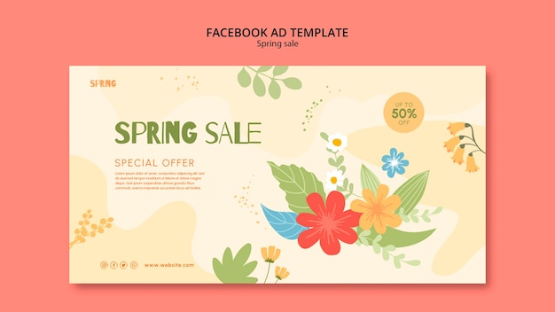 Modello promozionale floreale per social media di saldi primaverili
