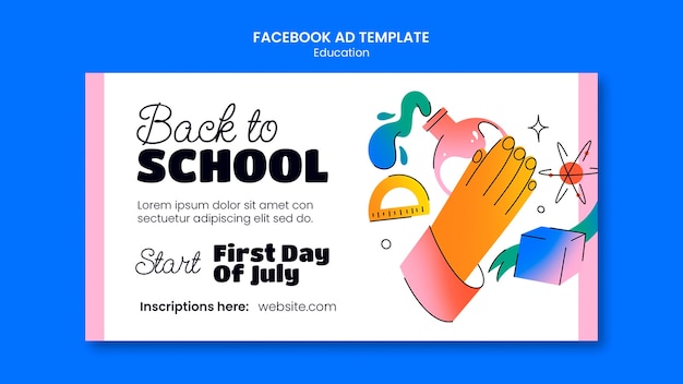 Modello promozionale per il ritorno a scuola sui social media