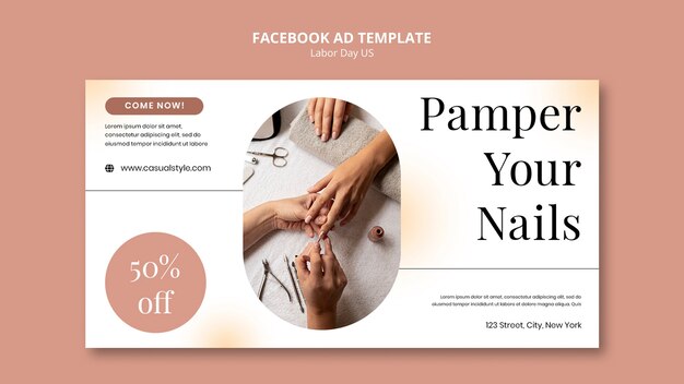 Modello promozionale per social media per attività di salone di bellezza