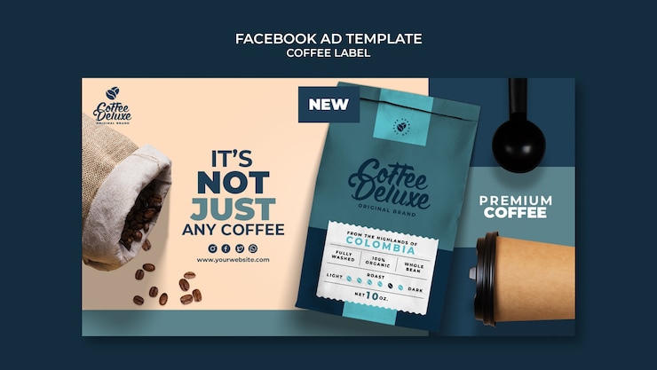 PSD gratuito modello promozionale sui social media per l'etichetta del caffè