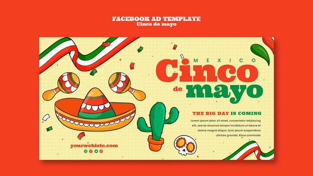 Modello promozionale sui social media per la celebrazione del cinco de mayo