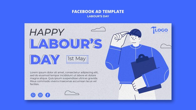 Modello promozionale sui social media per la celebrazione della festa del lavoro