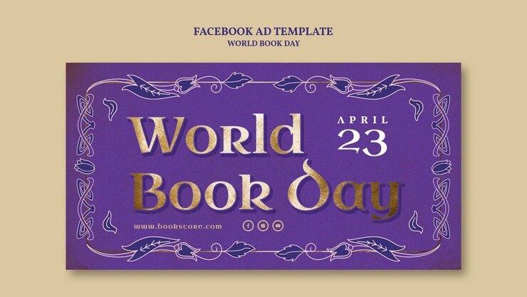 PSD gratuito modello promozionale sui social media per la celebrazione della giornata mondiale del libro