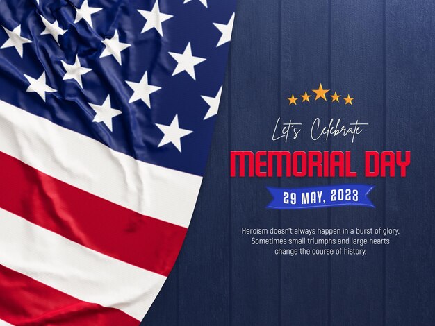 Modello realistico di banner per social media del Memorial day 3d