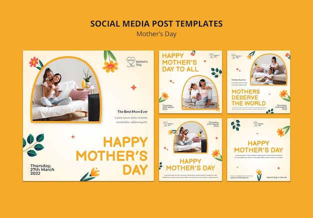 Modello realistico di post instagram per la festa della mamma