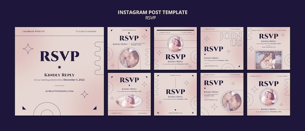 Modello rsvp design piatto