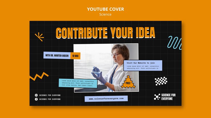 PSD gratuito modello scientifico di design piatto