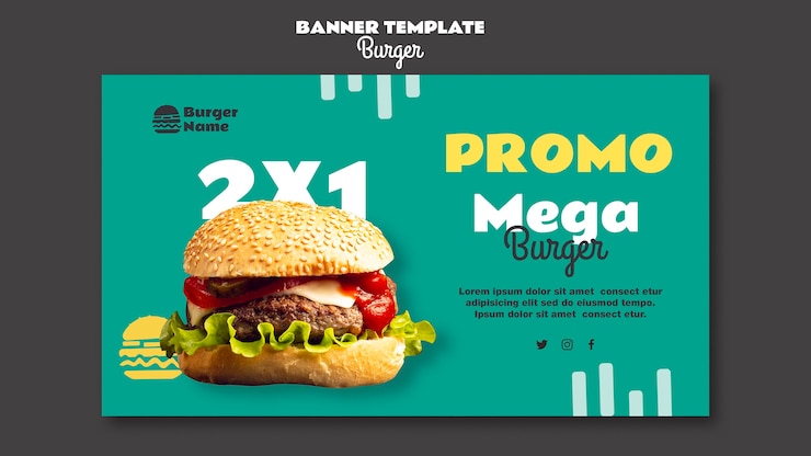 PSD gratuito modello web banner mega hamburger