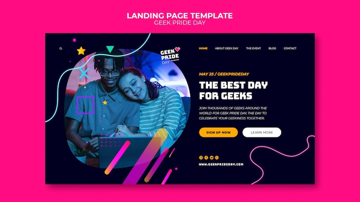PSD gratuito modello web del giorno dell'orgoglio geek