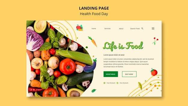 Modello web della pagina di destinazione del giorno di salute alimentare