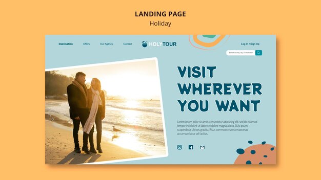 Modello web della pagina di destinazione delle vacanze