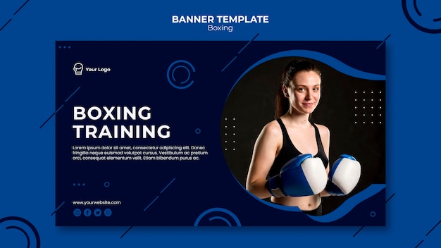Modello web di banner di formazione di boxe