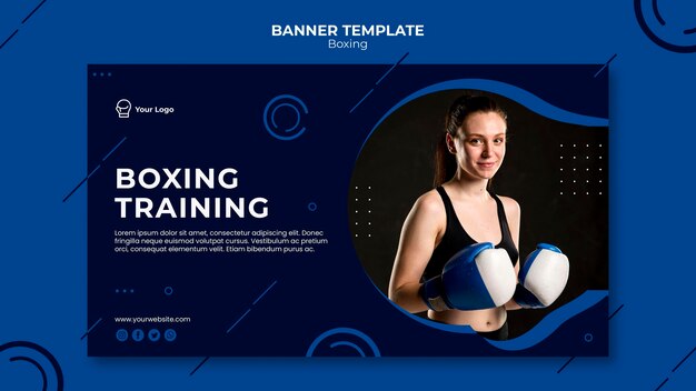 Modello web di banner di formazione di boxe