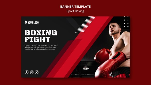 Modello web di banner lotta boxe