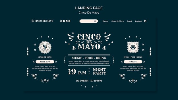 Modello web di celebrazione di Cinco de mayo