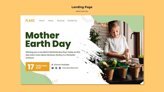 Modello web di madre terra giorno con foto