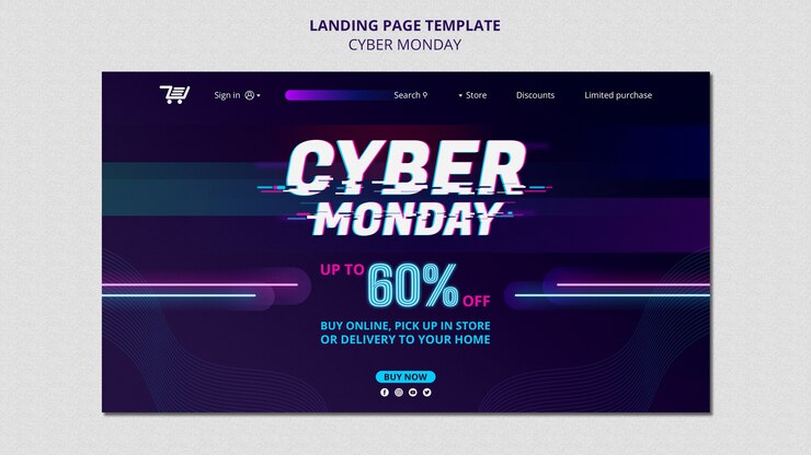 PSD gratuito modello web futuristico del cyber lunedì