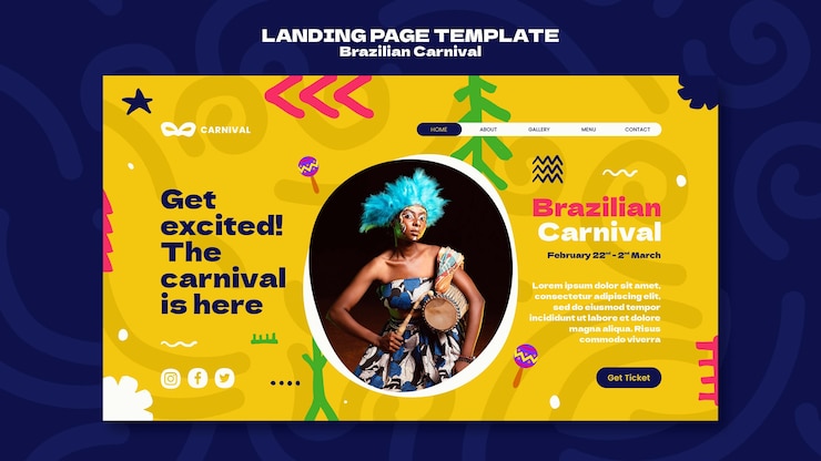 PSD gratuito modello web per eventi di carnevale brasiliano