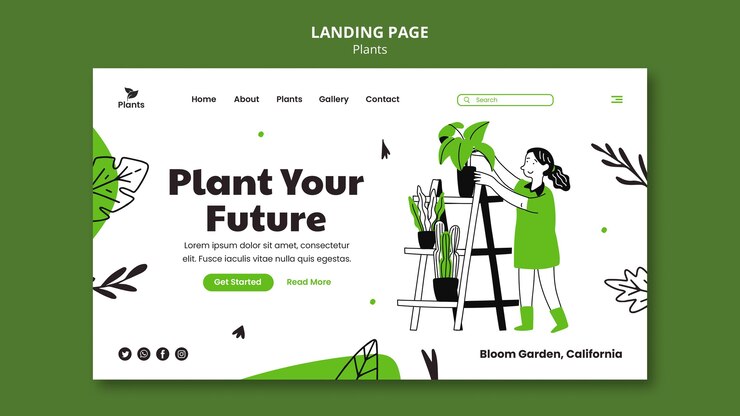 PSD gratuito modello web per hobby di giardinaggio
