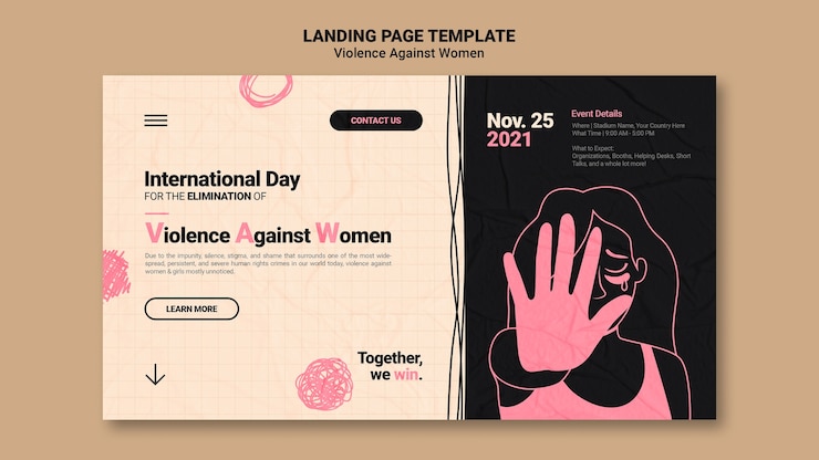 PSD gratuito modello web per la giornata internazionale per l'eliminazione della violenza contro le donne