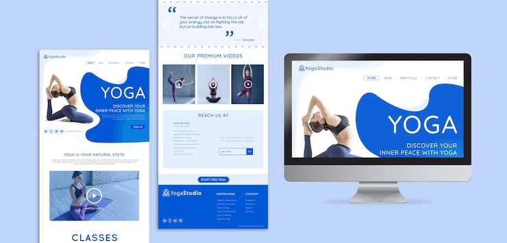 PSD gratuito modello web per lo yoga fitness