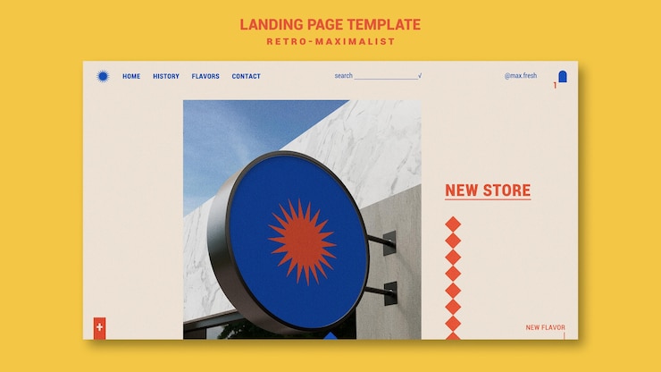 PSD gratuito modello web retro-massimalista