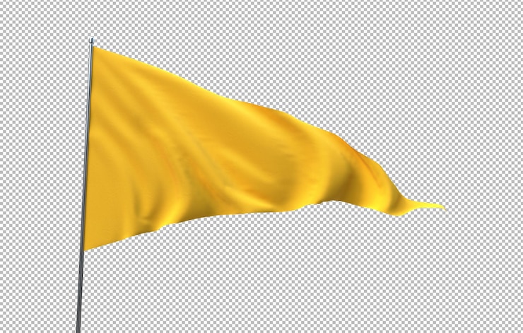PSD gratuito modelo de bandera amarilla en transparente