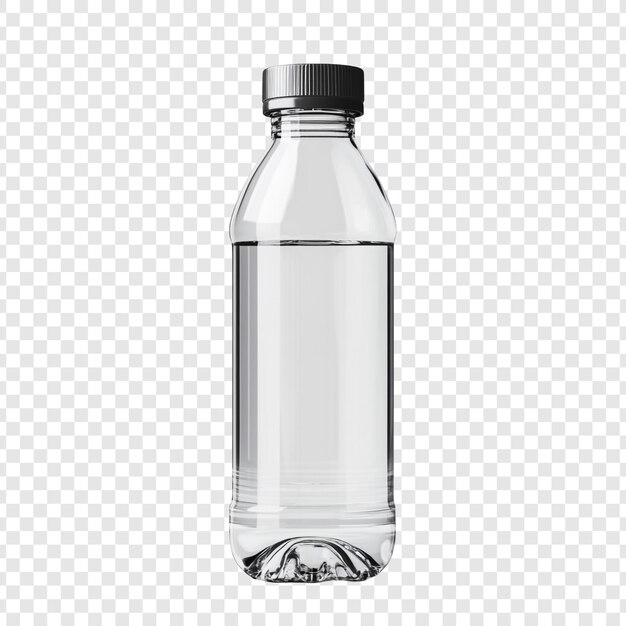 Modelo de botella de plástico transparente con tapa negra