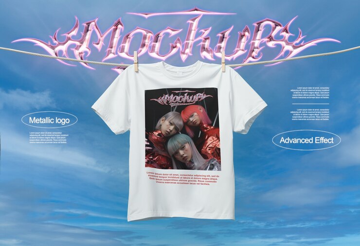 PSD gratuito modelo de camiseta en las nubes