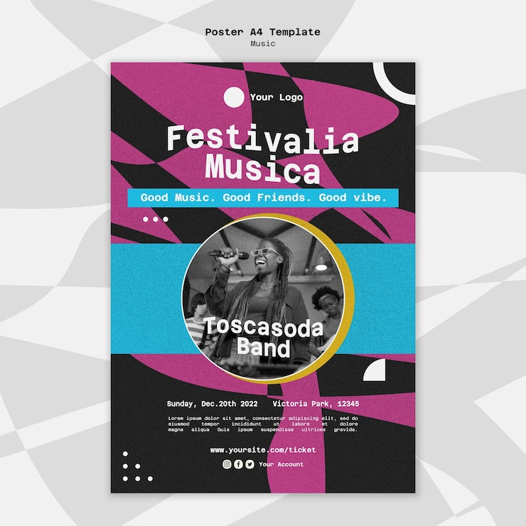 PSD gratuito modelo de cartel abstracto de fiesta de música