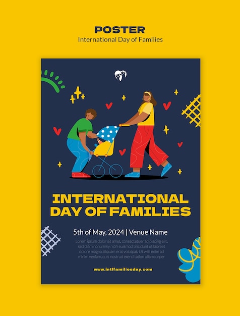 PSD gratuito modelo de cartel para el día internacional de las familias