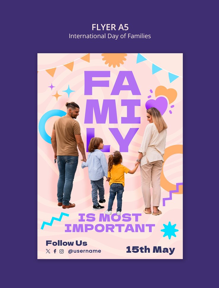 PSD gratuito modelo de cartel para el día internacional de las familias