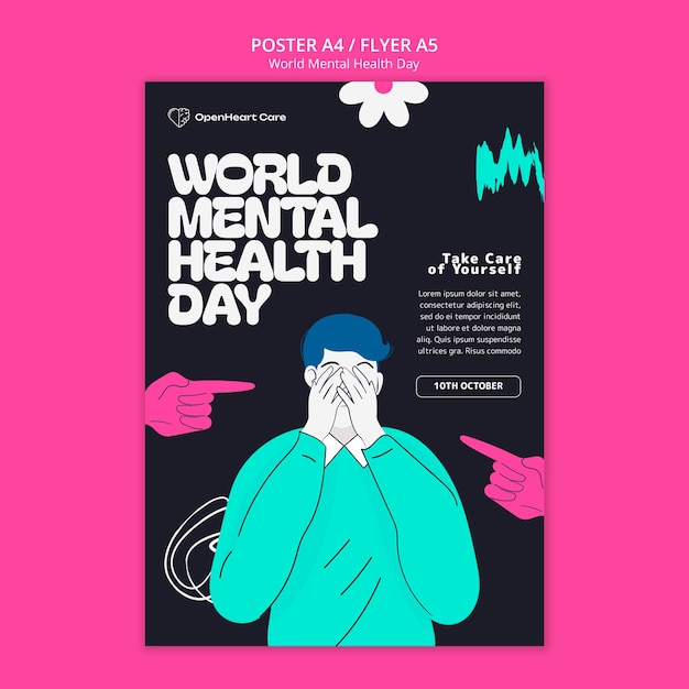 PSD gratuito modelo de cartel del día mundial de la salud mental